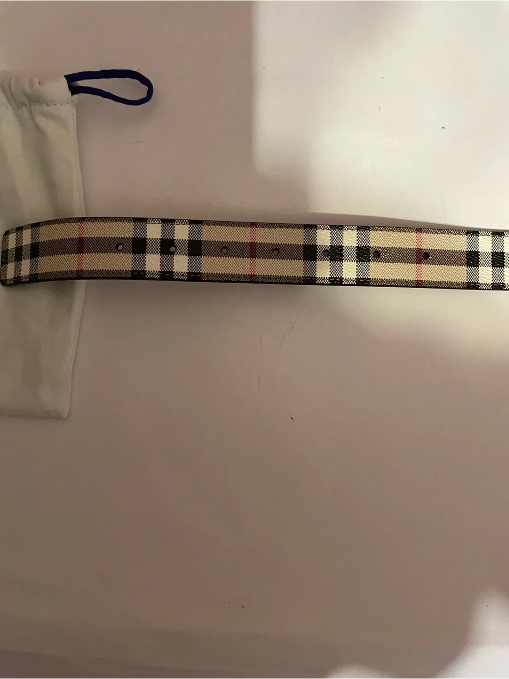 New authentic Burberry Beige Check TB Buckle Belt with Tan Leather
